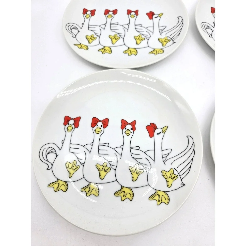 Set 4 Fitz & Floyd Dancing Geese Plates 7